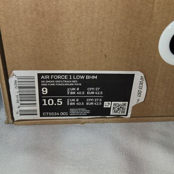 Men\'s Nike Air Force 1 Low BHM Black History Month Size 9 CT5534-001 Good Cond. main image 7